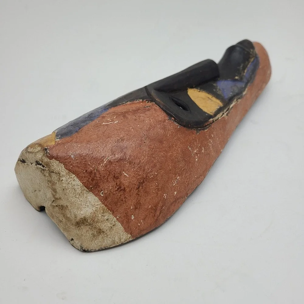 Vintage Hand Carved Wood Painted African Tribal Mask, 12